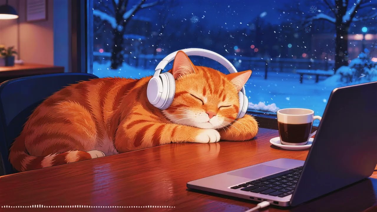 ❄️🐱 Cozy Winter Funky Pop | Snowy Night Vibes | Chill Study, Work & Peaceful Relaxation