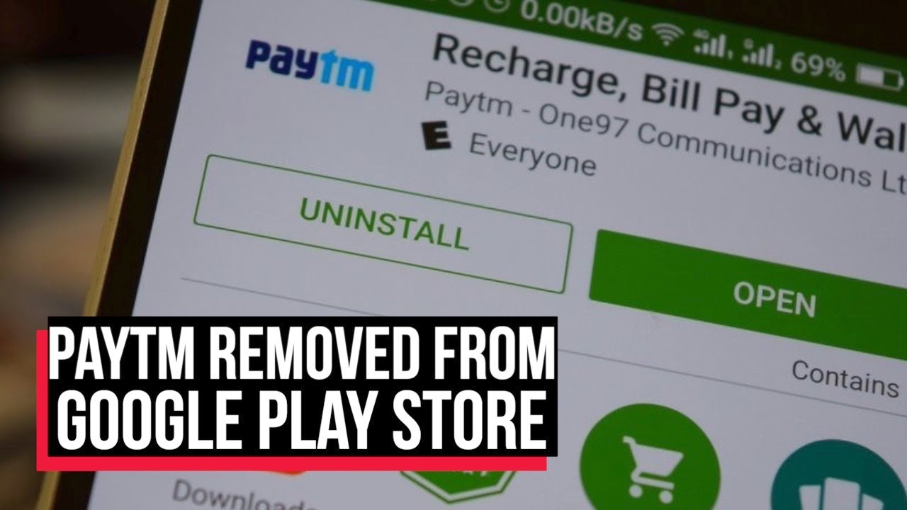 Paytm removed from play store