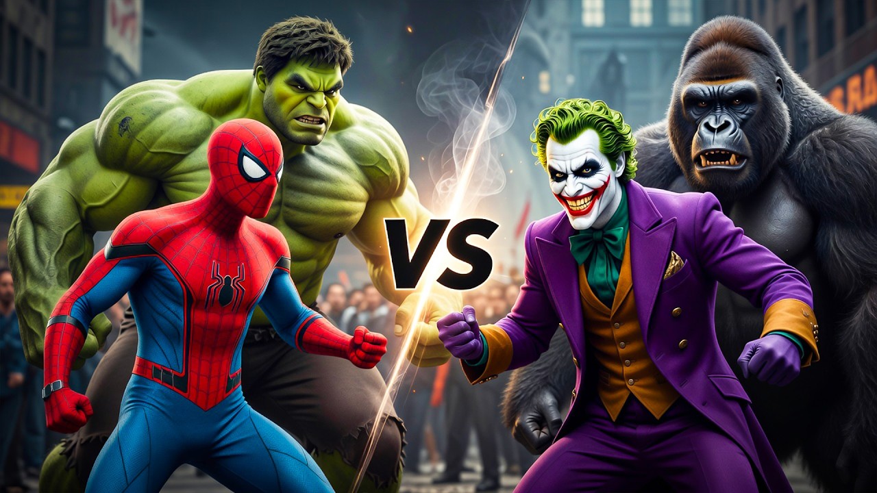 Unexpected Team Up Spider Man & Hulk & Batman vs Gorilla Grodd & Joker | AI Motion Story