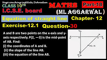 ICSE board class 10, chapter 12, equation of straight line, part 18, exercise 12.1, question 30