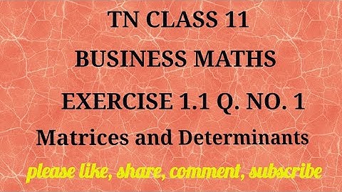 Tn 11 business maths |exercise 1.1 |q. no.1|state board | Matrices and Determinants |gmrrao maths|