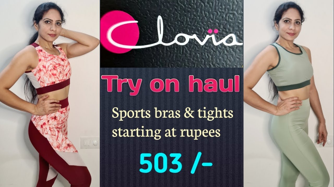 Clovia sports bra and tights try on haul, Myntra under 700 rupees  #cloviahaul #sportsbras 