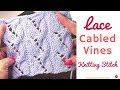 Eyelet and Cable Knit Pattern - Lace Cabled Vines Knitting Stitch