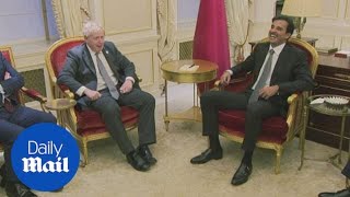 Boris Johnson and Emir of Qatar share joke over PM's rugby skills