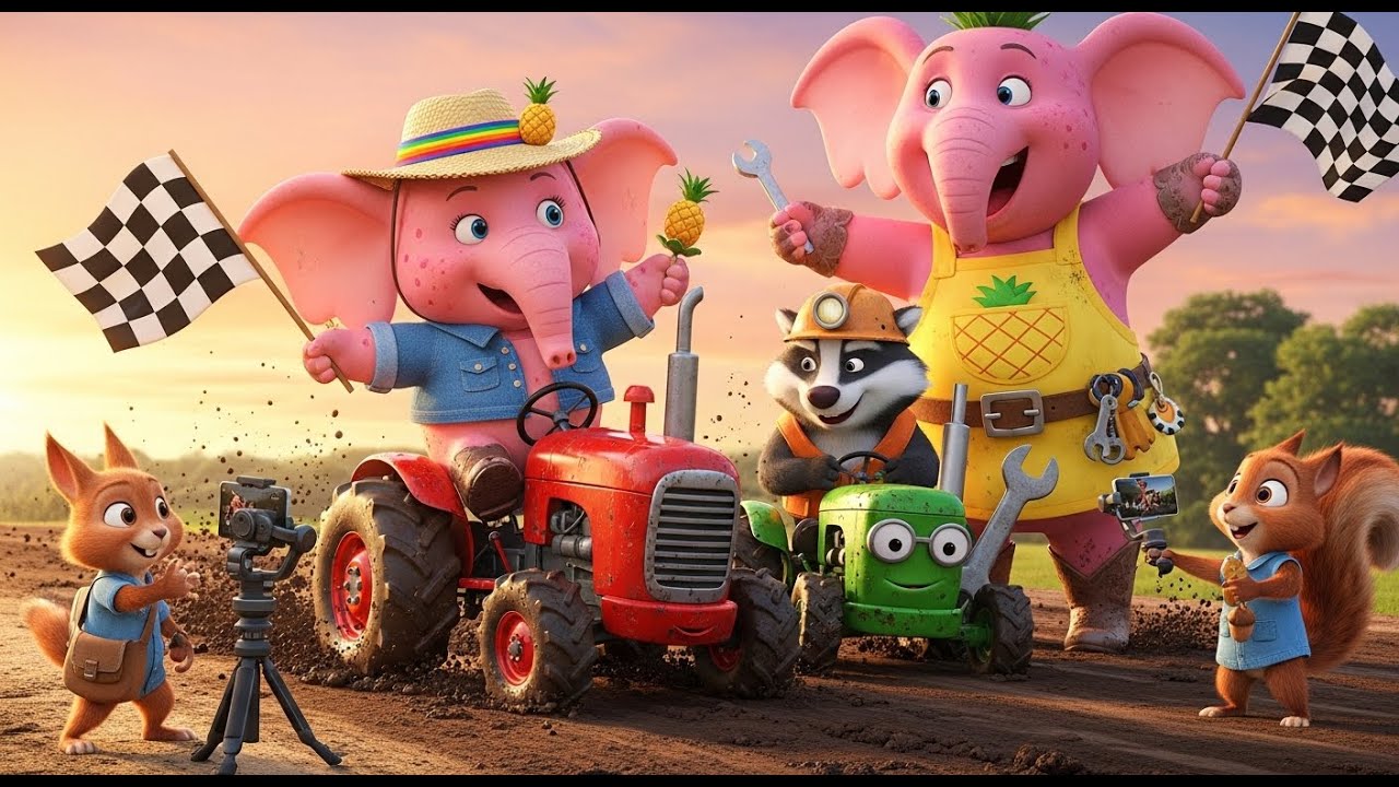 Real Farm Elephant 🎀🚧 ¡CARRERA DE TRACTORES ÉPICA… y CHOQUE! ¡Sweetie vs Tejón Valiente termina en a