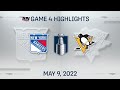 NHL Game 4 Highlights | New York Rangers vs. Pittsburgh Penguins  - May 9, 2022