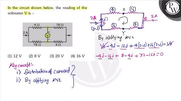 In the circuit shown below, the reading of the voltmeter \( \mathrm{V} \) is :- (1) \( 12 \mathr...