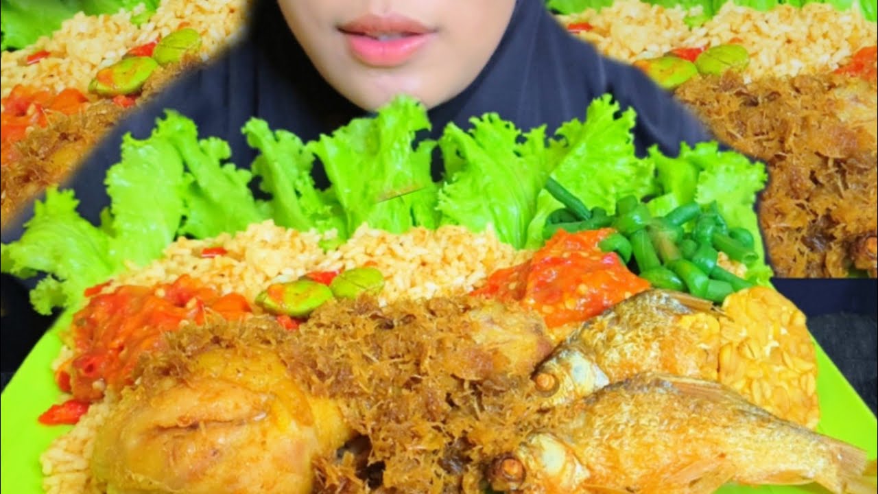 NGELIWET ❗ASMR IKAN ASIN,  NASI LIWET,AYAM SERUNDENG SAMBAL TERASI 🌶️ | SPICY FOOD | MUKBANG