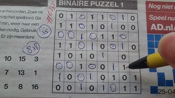 Tuesday. Bonus Extra edition. (#6335) Binary01 Sudoku puzzle.  04-25-2023 Extra part 3 of 4