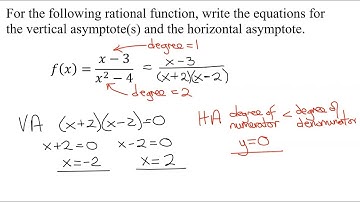 Find the Equations of the Vertical and Horizontal Asymptotes of Rational Function f(x)=(x-3)/(x^2-4)