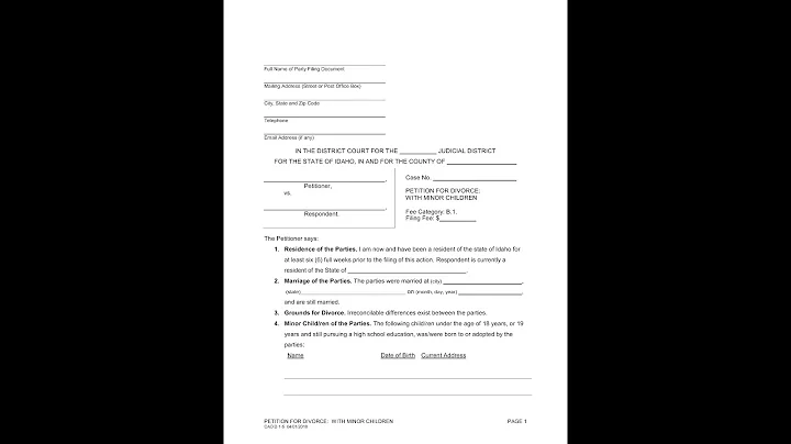 Divorce With Minor Children Petition Explanation