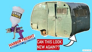 Painting A Camper With A Harbor Freight Spray Gun! Amazing Results!!