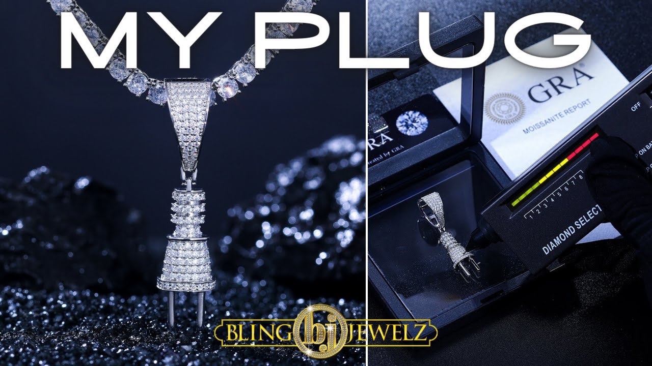 Diamond Plug Chain Solid 925 Sterling Silver Genuine VVS Diamond Plug Hip Hop Pendant ...