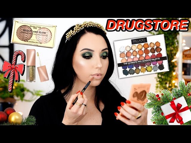 DRUGSTORE MAKEUP FULL FACE!  ✨CHRISTMAS/HOLIDAY MAKEUP