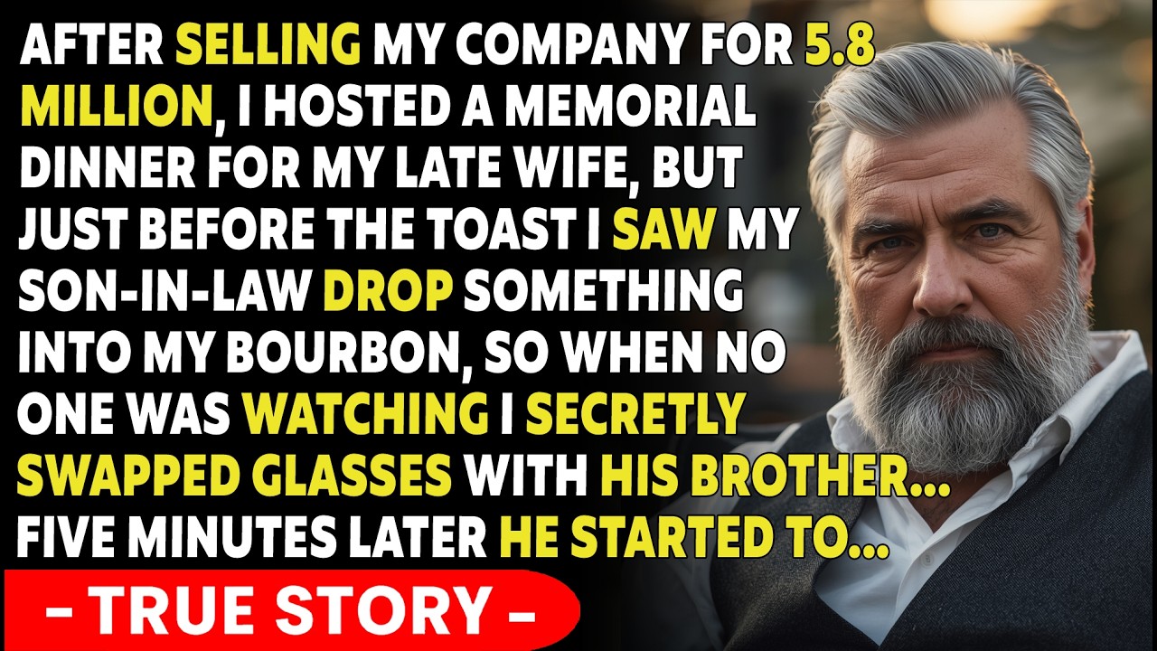 At My Late Wife's Memorial Dinner, My Son-In-Law Drugged My Drink — I Switched Glasses With His...