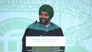 Valedictorian Speaker  Shahbaaz Sabharwal  MBA'22J Graduation Ceremony