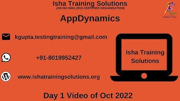 AppDynamics Day 1 Video On 19th Oct. Pls contact / WhatsApp us on +91-8019952427 to enroll