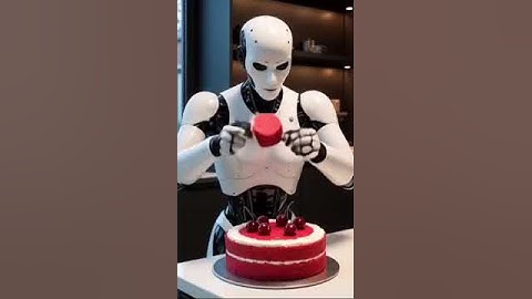 AI robot eating cherry red cake🎂🍒 #ai #aiart #aianimation #shorts #shortvideo #animation #robotart