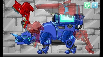 Trò chơi lắp ghép robot khủng long kết hợp đỏ và xanh Dino Robot Tyrano And Tricera Combine