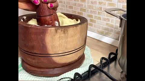 How to make fresh pounded yam Using mortar and pestle  From start to finish