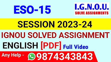 ESO 15 Solved Assignment 2023-24 English, ESO 15 Solved Assignment 23-24, ESO-15 Assignment
