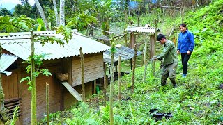 Hard days together. Harvesting bamboo shoots, Help the old man build a fence while he is away