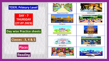 TOEFL || Primary Level Practice Questions || Reading || Places ||Class 3 & 4 & 5