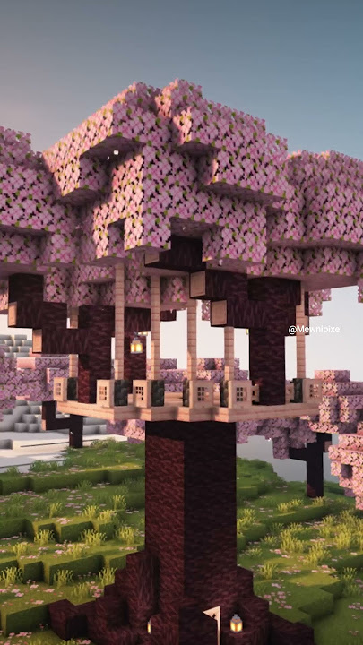 CASA DEL ÁRBOL DE CEREZO Tutorial  - Mewnipixel #minecraft