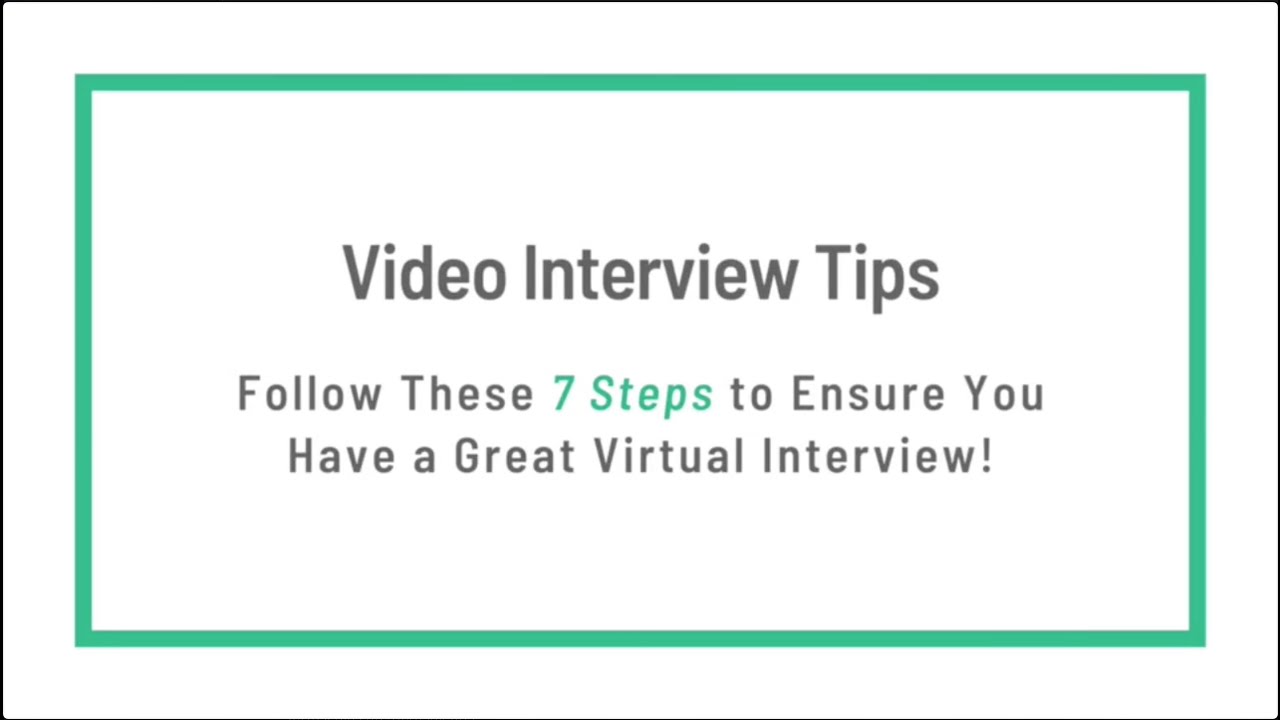 Candidate Video Interview Tips! - YouTube