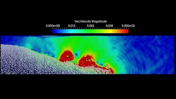 LBM-DEM collapse of a granular column aspect ratio 0.8 (low permeability)