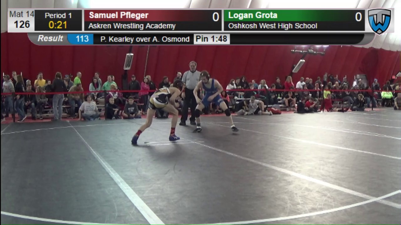 126 Samuel Pfleger Askren Wrestling Academy vs Logan Grota Oshkosh West High School 6476033104