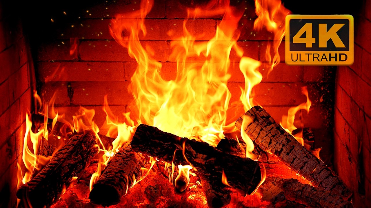 🔥 КАМИН В разрешении 4K UHD с потрескиВанием дроВ – УЮТНАЯ атмосфера для отдыха и сна.