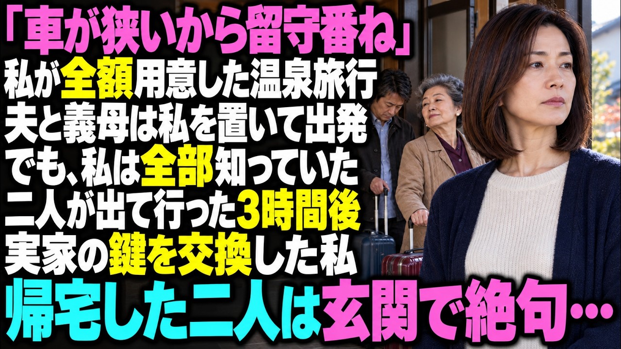「家族水入らずで行くから」私を置いて温泉旅行へ。3時間後、私は実家の鍵を交換した