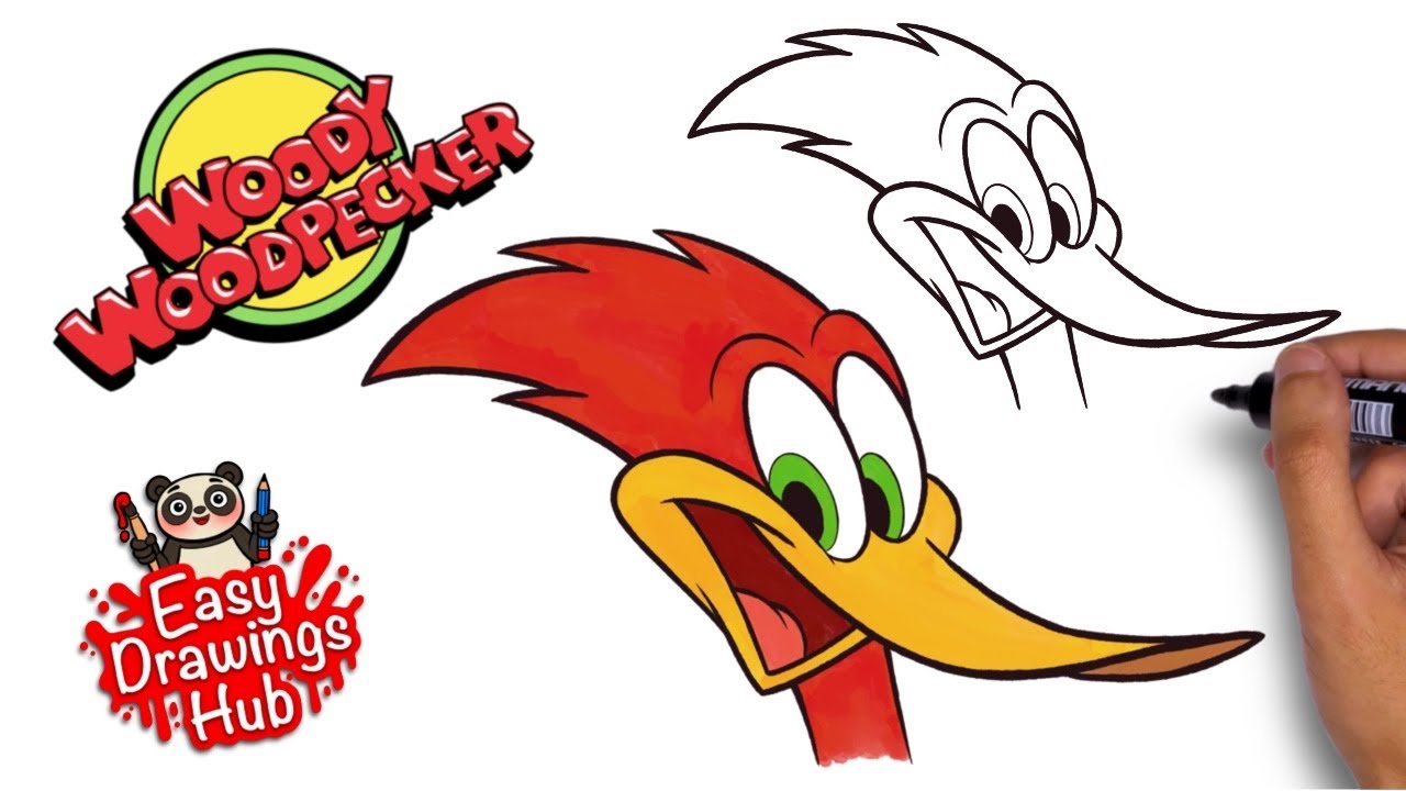 How to draw Woody Woodpecker in 4 minutes - Easy Drawing
