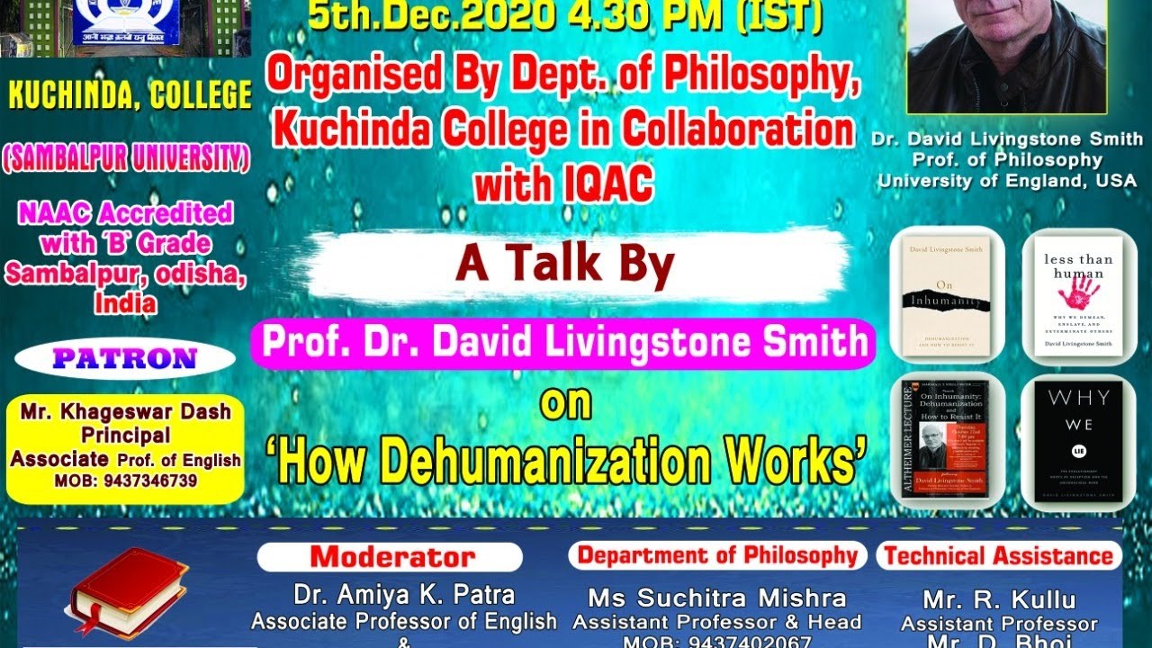 International Webinar | "How Dehumanization Work" | Prof. Dr. Living Stone Smith | Kuchinda College