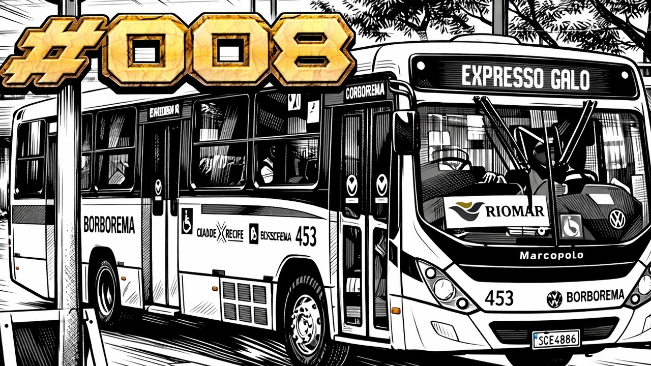 #008 -  Muitos ônibus no Largo do Cabanga - Seguindo para o Centro do Recife  com o desfile do Galo