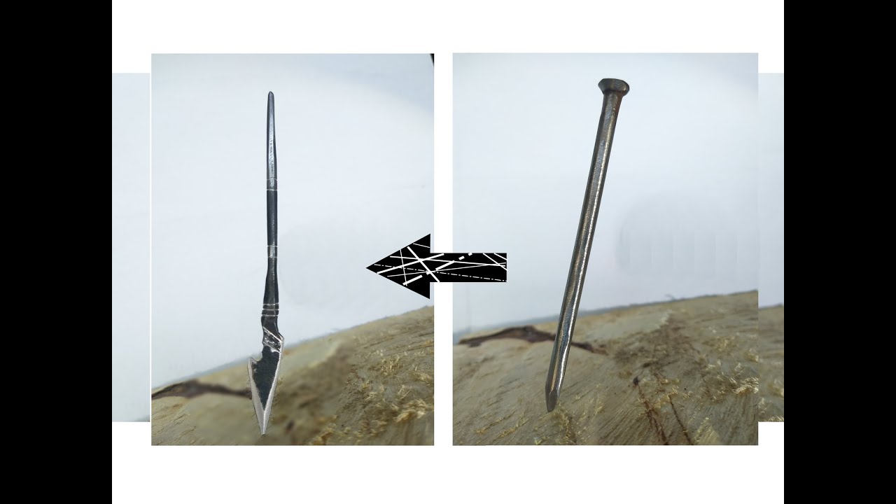 Making mini spear from steel nails
