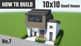 マイクラ建築：コンパクトでモダンな白い家の作り方。大きなベランダ付き。10x10ブロック No.7 screenshot 3