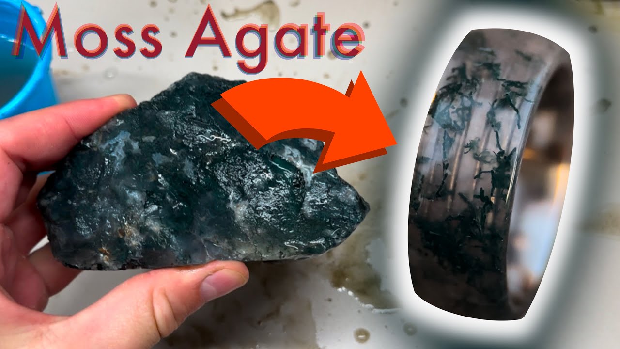 The First of Its Kind - Handmade Solid Moss Agate Band Ring