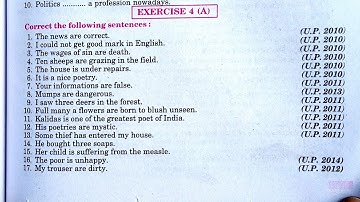 Syntax exercise 4a class 12 up board | syntax class 12 up board | syntax of noun class 12 | syntax