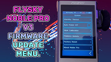 Flysky Noble pro V3 firmware update menu.