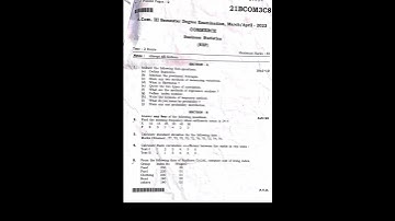 #B.com 3rd Semester #Business Statistics (VSKUB) University  Question Paper March/April:-2023