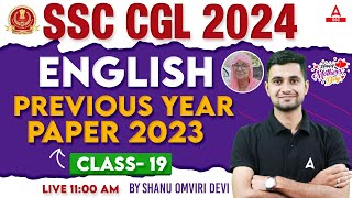 SSC CGL 2024 | SSC CGL English Classes By Shanu Sir | SSC CGL English Previous Year Solved Paper #19