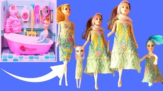 Diy Easy way to make Barbie doll dress doll makeup | doll shower time | doll dress banane ka tarika