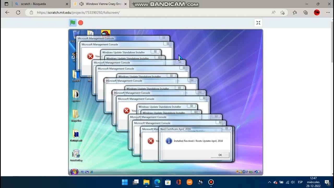 Scratch windows error. Windows vienna.