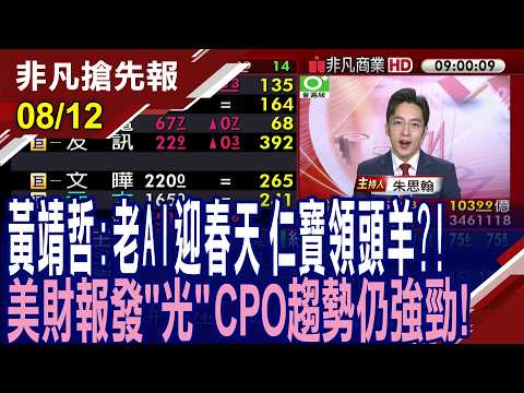 【黃靖哲:老AI迎春天 仁寶領頭羊 美財報發"光" CPO趨勢仍強勁!】20260812(朱思翰×黃靖哲×劉宇玹) @ustvhotstock