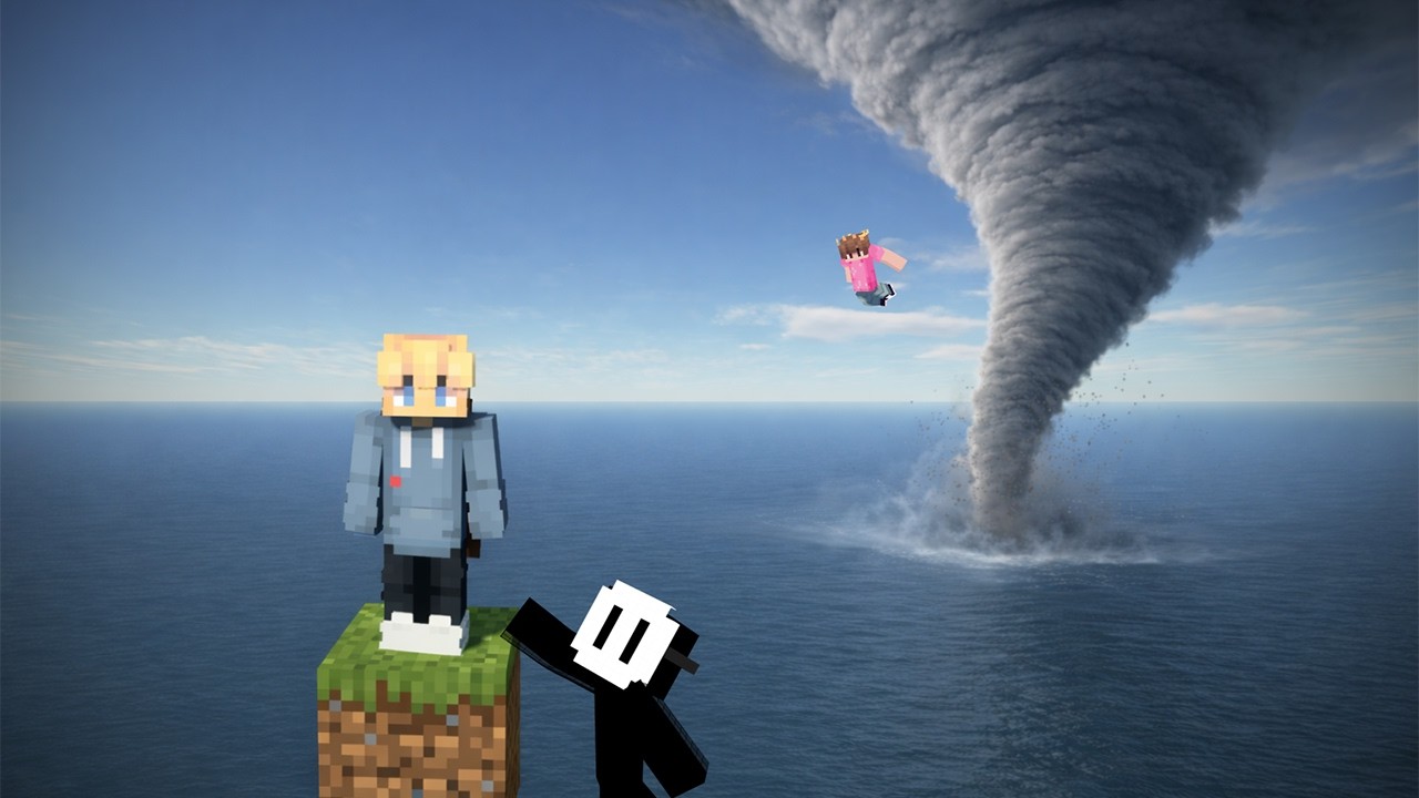 Can We Survive GIANT Tornadoes On Minecraft One Block? - YouTube