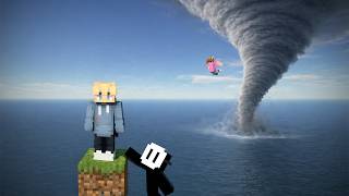 Can We Survive GIANT Tornadoes On Minecraft One Block?