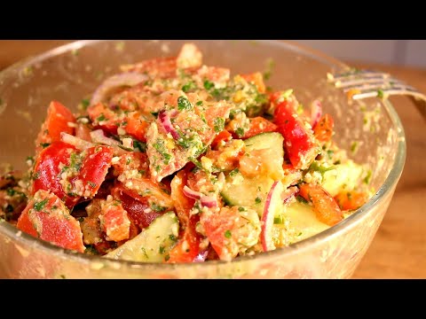 Новенький летний САЛАТ с вкуснейшей заправкой! Рецепт на скорую руку. Гости сметут за минуту!