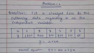 fit a straight line || curve fitting straight line|| fit a straight line to the following data #math